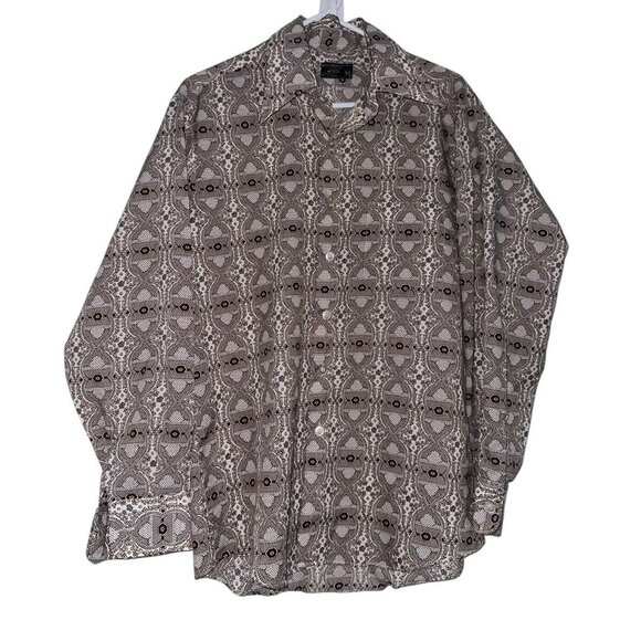 JCPenney Men's Casual Button Down Shirt - Gray and Black Design - Picture 1 of 5